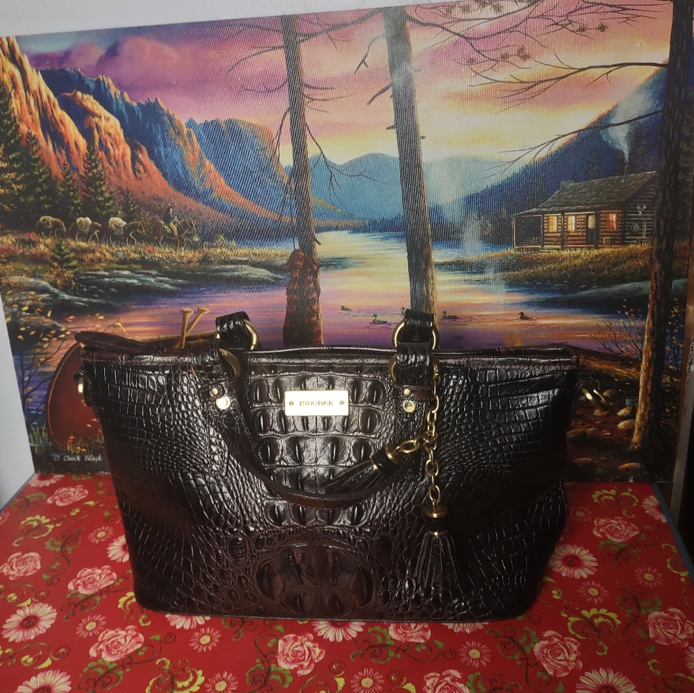 Brahmin Melbourne  Brown Leather Medium Asher Satchel Shoulder Crossbody Bag